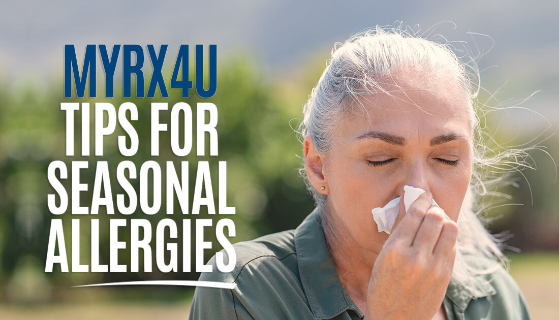 MyRX4U Tips For Seasonal Allergies (Image of a woman sneezing)